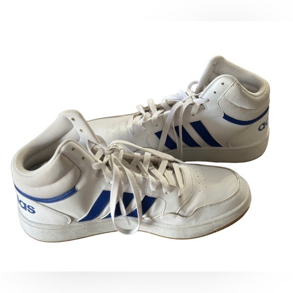 Adidas White and Blue Mid-Top Sneakers - Picture 3 of 9